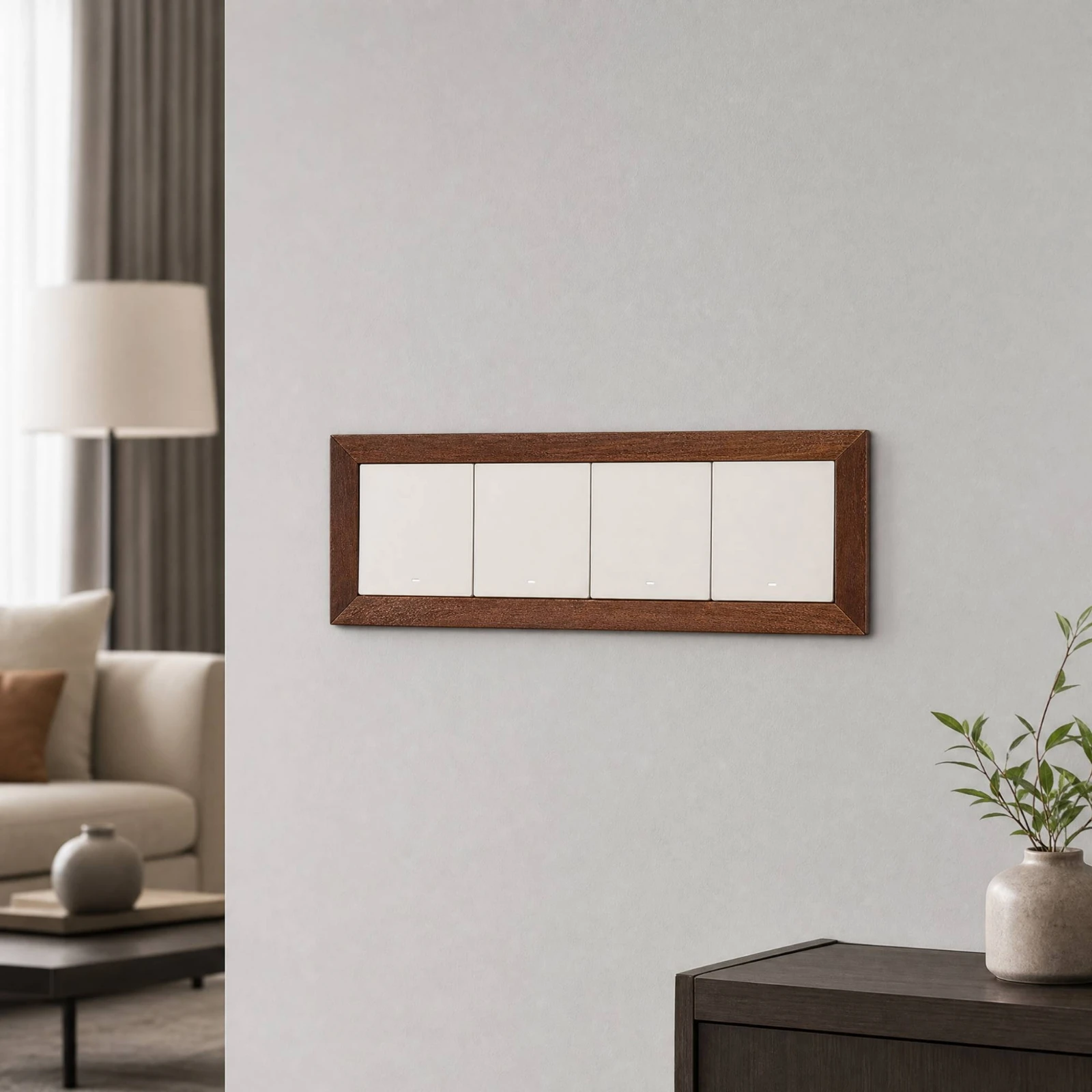 Wood-Grain Switch Surround Frame Modern Decorative Switch Plate Outlet Cover Easy Installation
