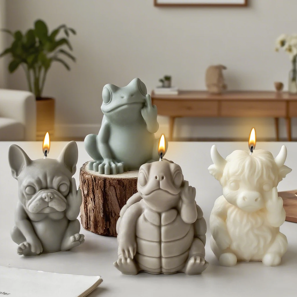 3D Animal Candle Silicone Mold DIY Dog Frog Wax Mold Plaster Decor Craft Home Aroma Diffuser Gift Making