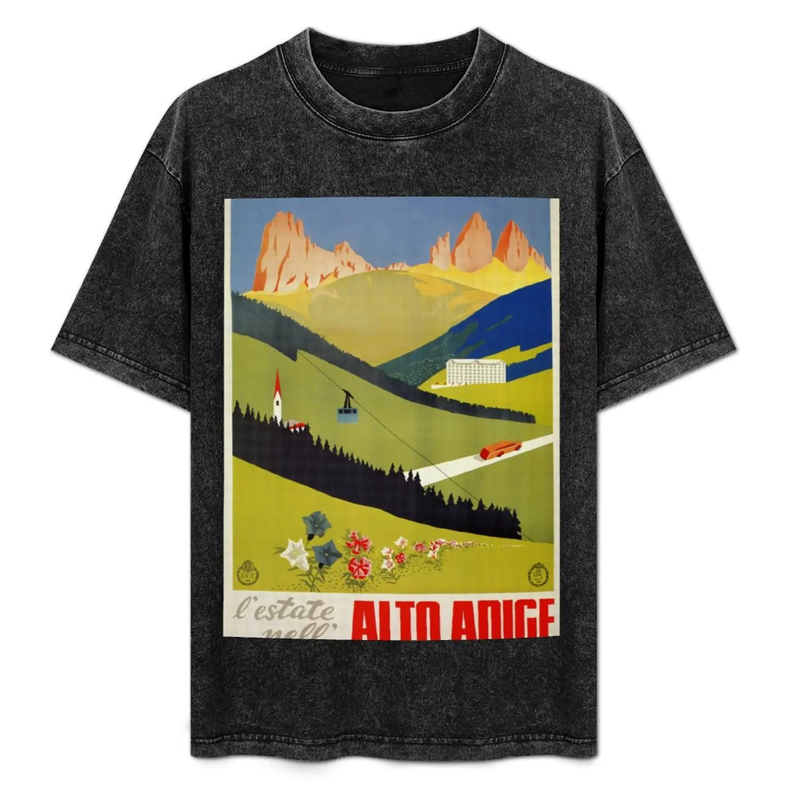 

Vintage Alto Adige South Tirol Italian travel ad T-Shirt Casual Loose Short Sleeve Tee for Men