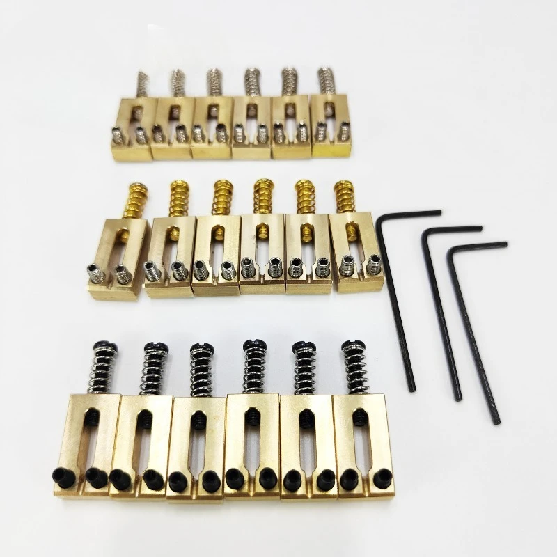 

6 шт., твердые латунные наконечники для струн, расстояние между струнами 10,5 мм/10,8 мм для гитарного моста, детали для обновления седла из чистой меди