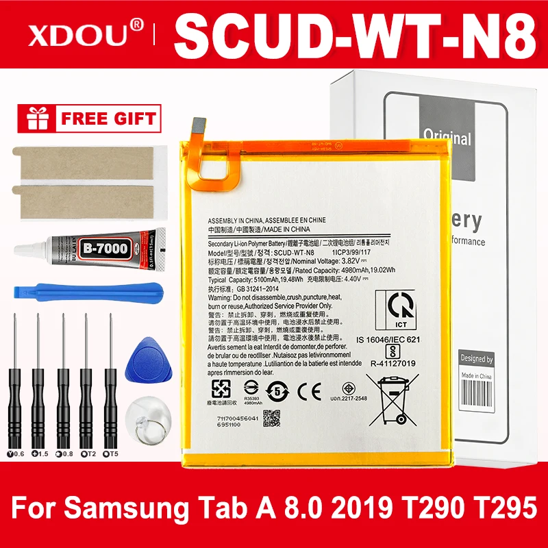 2026 Years NEW For Samsung Battery SWD-WT-N8 For Galaxy Tab A 8.0/T295 T290 Genuine Tablet Battery 5100mAh SCUD-WT-N8