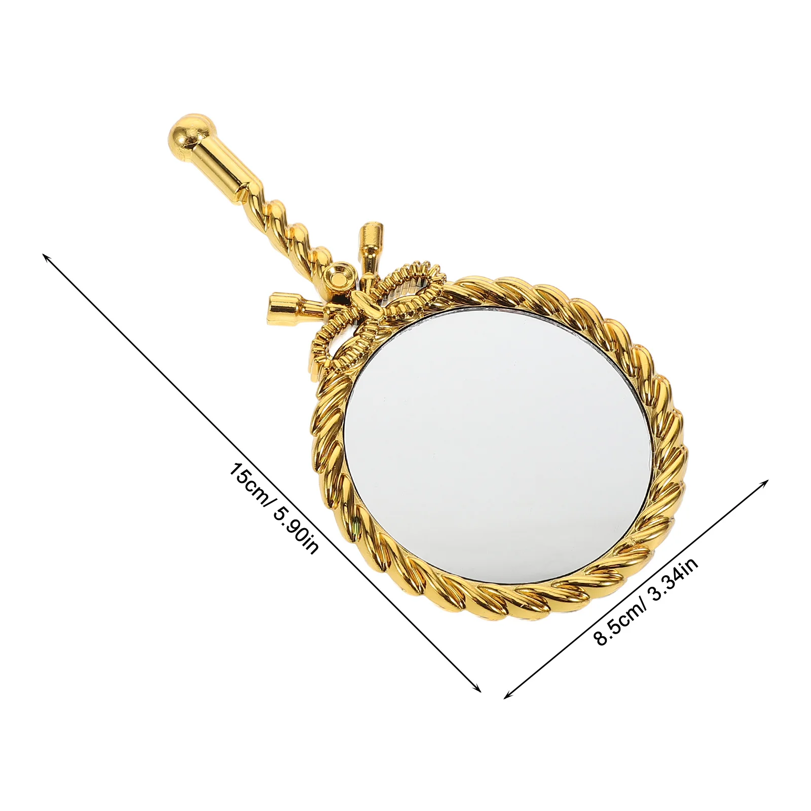 Espelho de mão vintage portátil de 3 unidades com alça longa Design elegante para aplicação de maquiagem e espelho de vestir de viagem