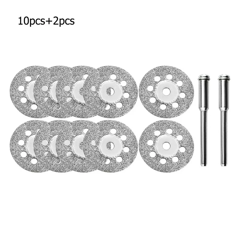 10개+2개 22mm HSS 절단 디스크 원형 톱날 금속 절단 연마 도구 드레멜 로터리 도구용 절단날