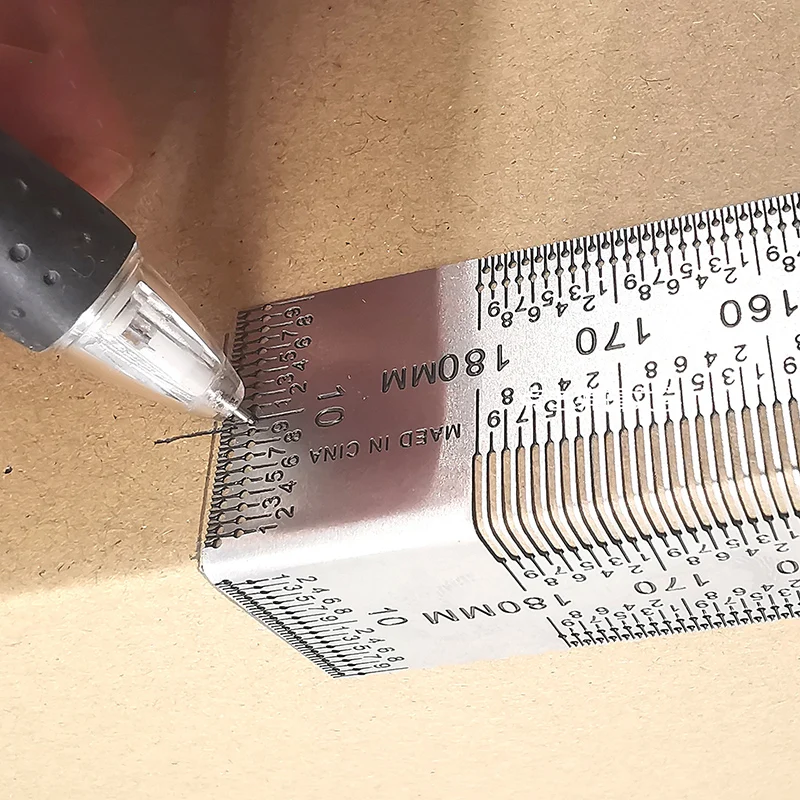 1pc Woodworking ruler High-precision Line Scribe T-type Ruler Hole Scribing Ruler Stainless Mark Line Gauge Measuring Tools