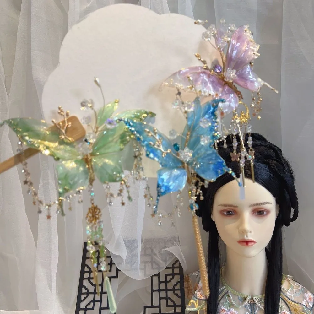 

New Sweet Fairy Wing Hair Clips Handmade Colorful Butterfly Hair Claw Tassel Hair Clip Butterfly Tassel Hair Clip Retro Style