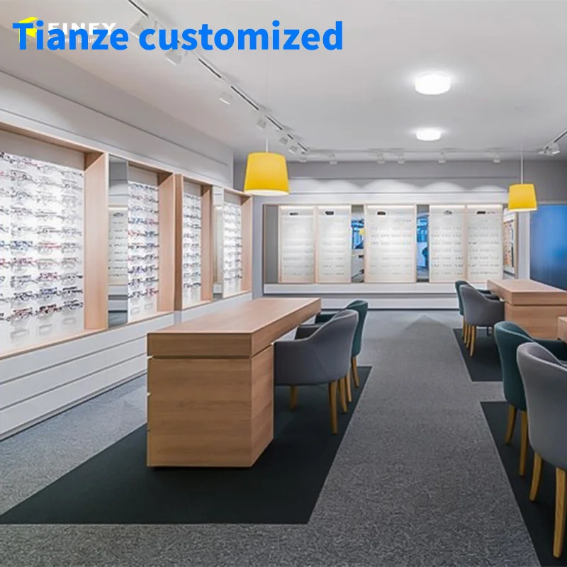 

（customized）Retail Wood Style Optical Shop Display Furniture One-Stop Service Shop Interior Decoration