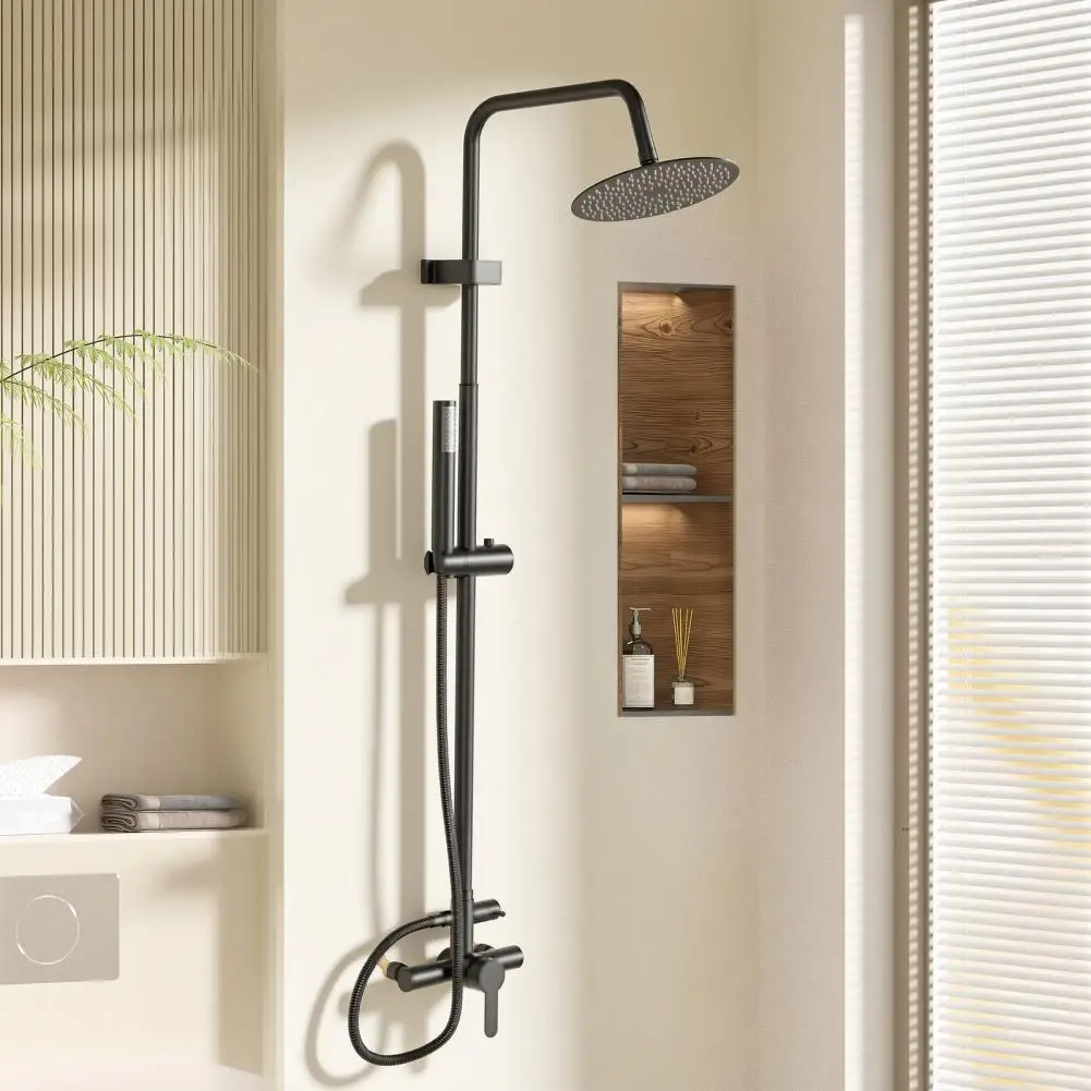 8‑Inch Rainfall Outdoor Shower System, Stainless Steel Exposed Shower Fixture with Handheld Spray, Dual‑Function Wall‑Mount