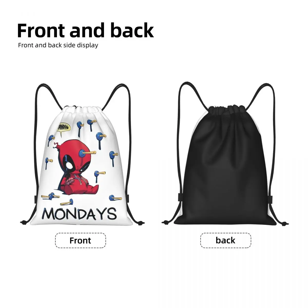 Custom Deadpool I Hate Mondays Drawstring Backpack Bags Men Women Lightweight Gym Sports Sackpack Sacks for Shopping