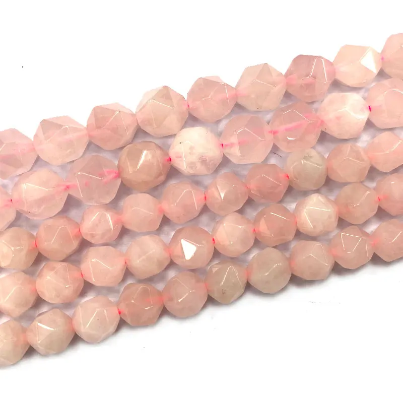 

Natural Gemstone Rose Quartz Faceted Round Stone Spacer Beads For Jewelry Making DIY Women Bracelets Necklace Charms 15‘’