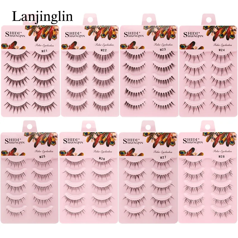 Eye Makeup Accessories 5 Pairs Set Natural False Eyelashes Manga Lashes 3D Faux Mink Lashes Soft Realistic Eyelash Extension