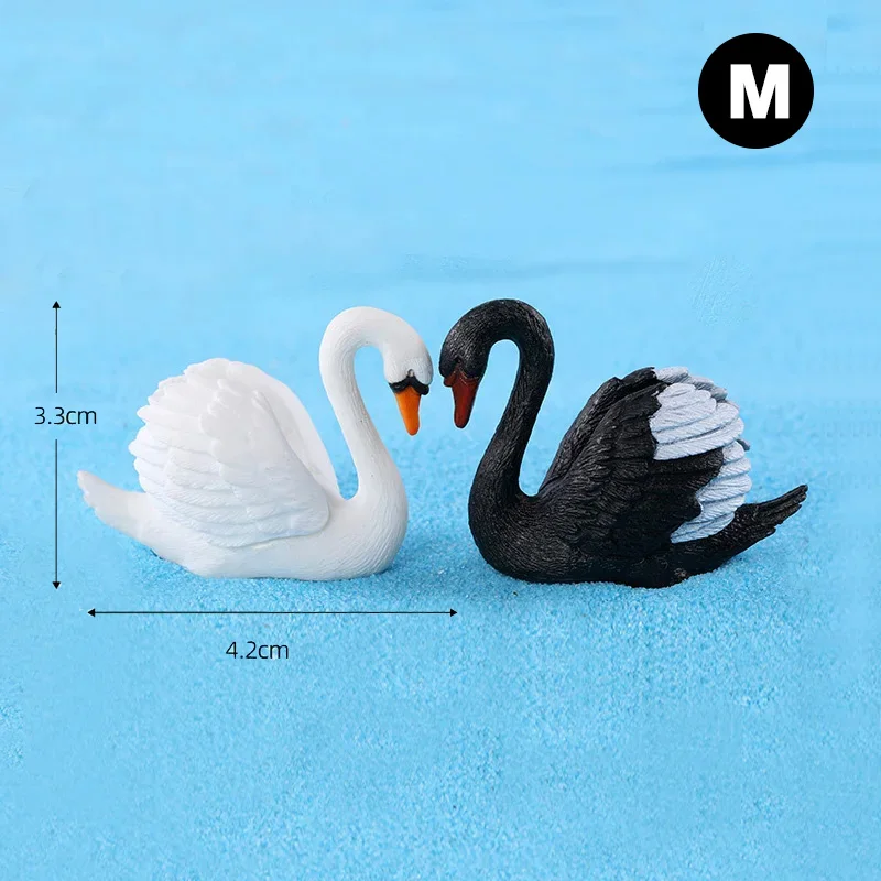 2 قطعة سوان أبيض أسود تمثال المنزل Kawaii غرفة كعكة سيارة سطح المكتب ديكور دمية مصغرة الجنية حديقة اكسسوارات الديكور #6