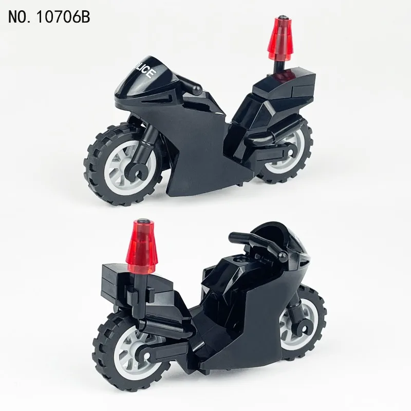 Militärisches Spezialpolizeimotorrad, Patrouillenmotorrad, Polizeimotorrad, DIY-Modell, Kleinteiliger Baustein-Bausatz, Geschenk. – Detail 11