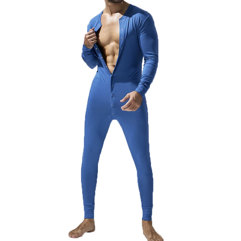 Mens Undershirts Onesies Sleepwear Long Sleeve Button Causal Jumpsuits Leggings Wrestling Singlets Bodysuits Leotard One-piece