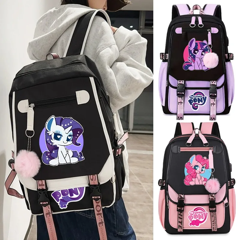 My Little Ponys Girl Cartoon Cute Backpack Kids Anime Printed Schoolbag Casual Accessories Knapsack Children Shoulders Bag Gifts