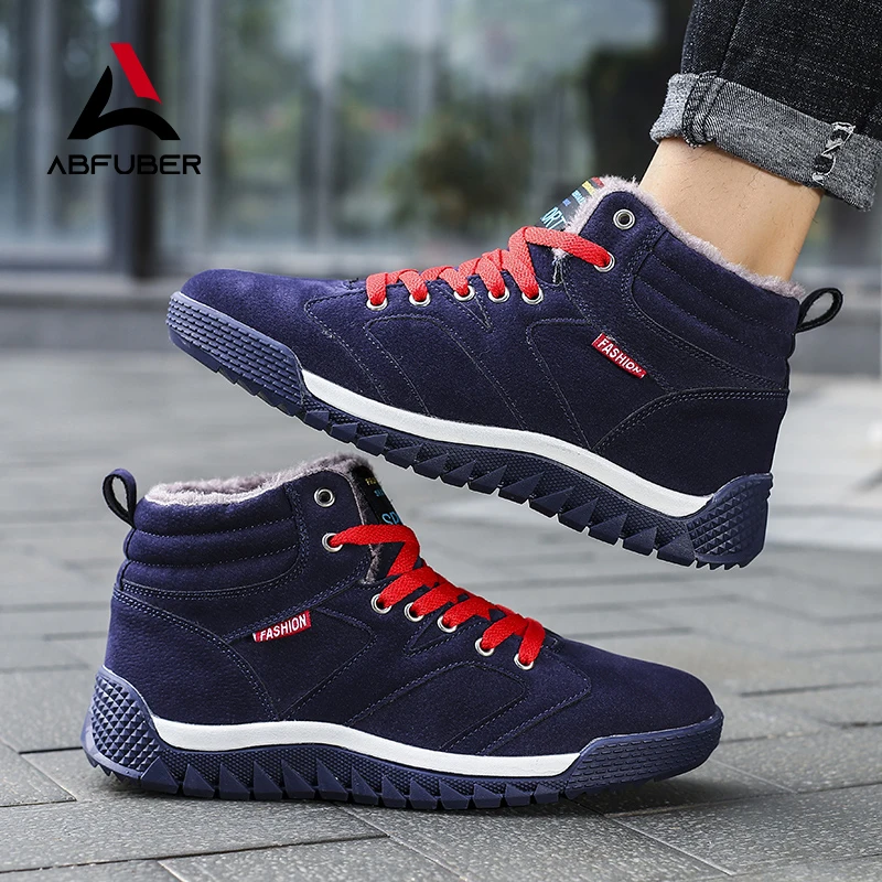 Super Warm Winter Men Boots With Fur Plus Size 39-46 Snow Boots Men Shoes Fashion Color Blocking Ankle Boots Winter Shoes