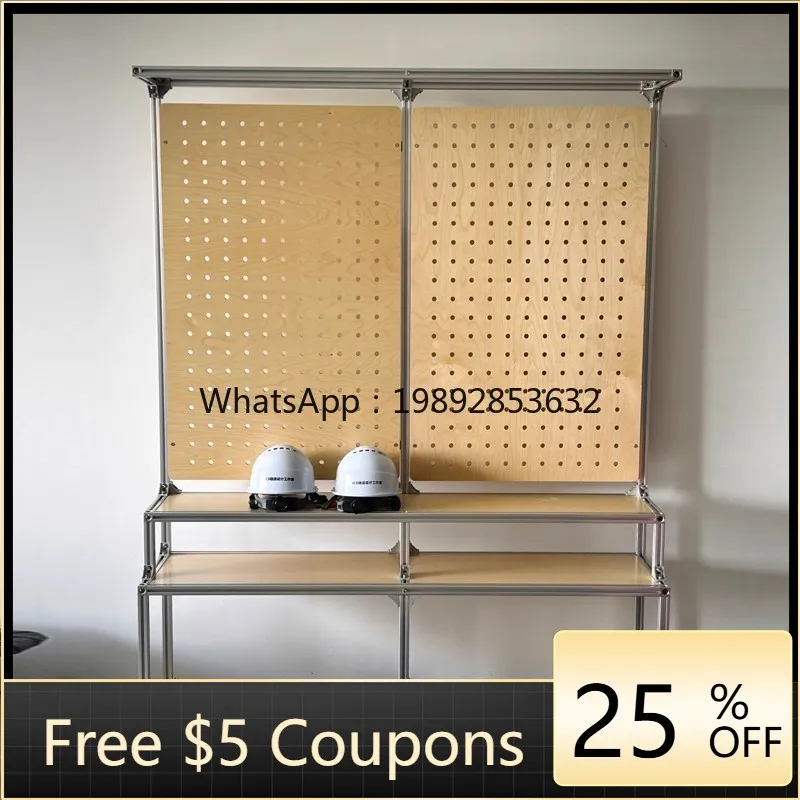 

YFY Aluminum Profile Marine Board Pegboard Display Rack Safety Helmet Storage Rack Simple Motorcycle Shop