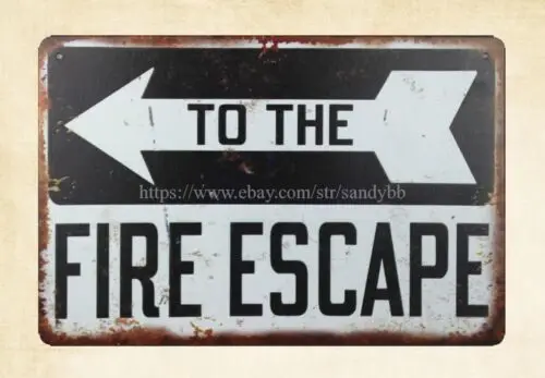 retro home decor TO The Fire Escape arrow metal tin sign