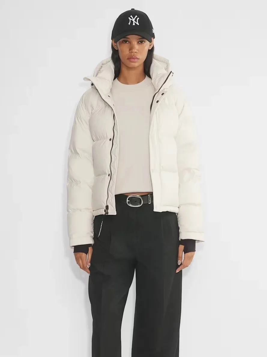 Aritzia Tna Chaqueta de plumón Rudy Mismo estilo Goose Down Mist Abrigo corto grueso con capucha