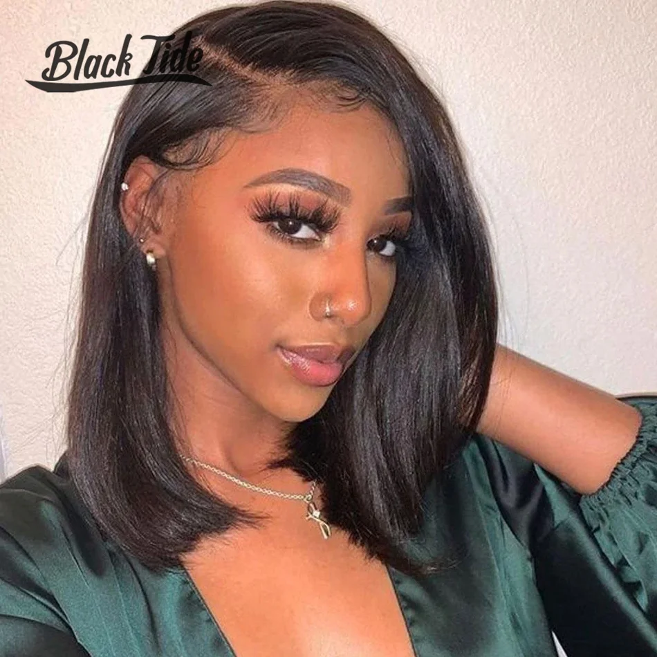 

Glueless Bob Wig Human Hair 13x4 Frontal Lace Wig Glueless Pre Plucked with Baby Hair Straight Bob Wigs Natural Color 180%