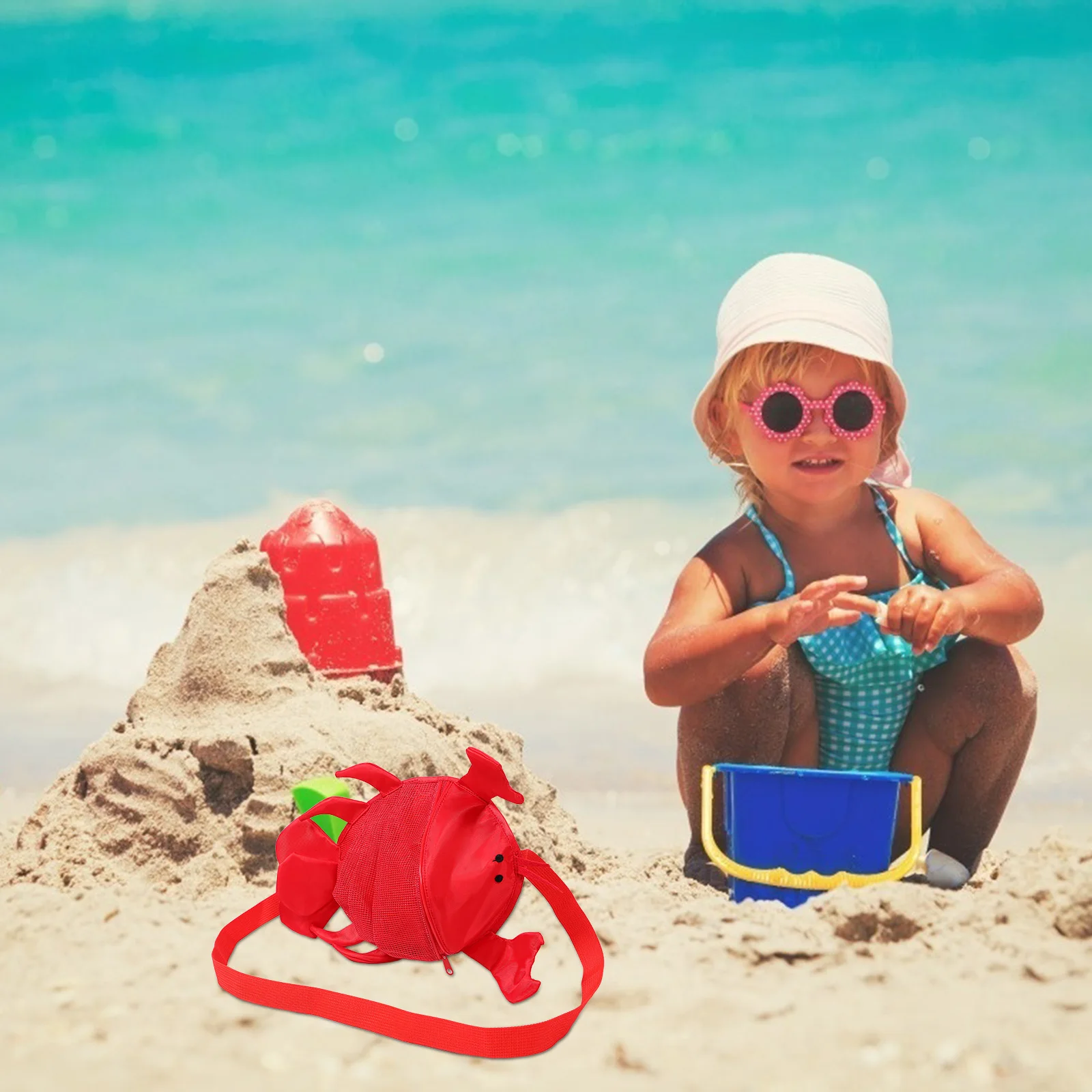 

Children Beach Mesh Bag Lightweight Lobster Design Toy Storage Shelling Kids Vacation Shell Shape Bright Colors Net Tote Beach