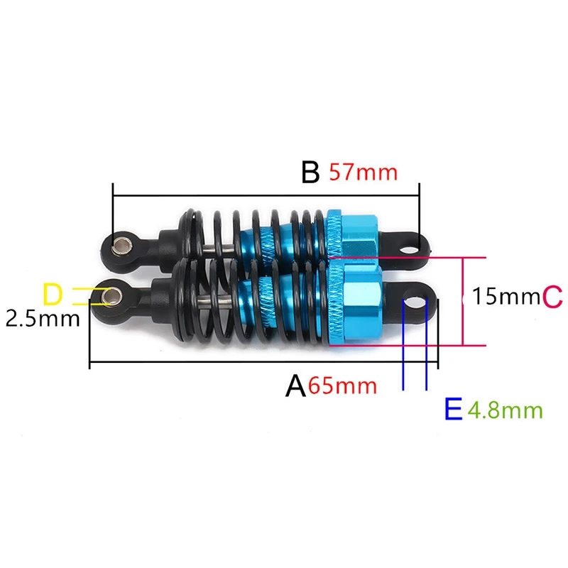 4 Pcs 65Mm Shock Absorber Damper For Rc Car 1/18 Wltoys A959 A969 A979 K929 Hpi Hsp,2 Pcs Dark Blue & 2 Pcs Green