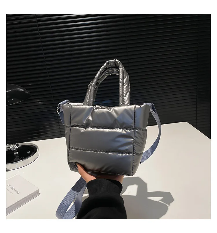 Frauen Taschen Frau Puffy Leichte Handtasche Große Kapazität Gesteppte Schulter Tasche Verstellbaren Riemen Puffer Tote Handtasche Einkaufstasche – Detail 19