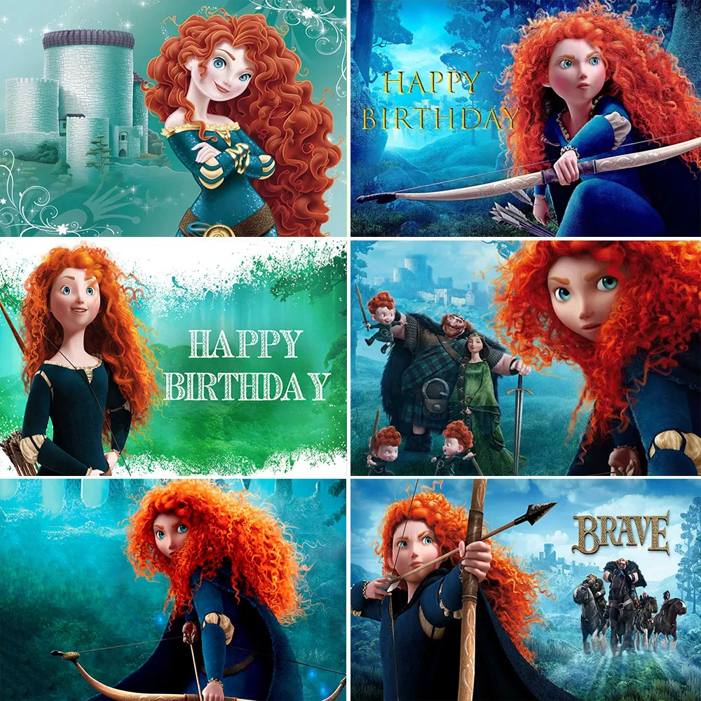 

Brave Princess Merida Theme Customized Boy Girl Birthday Party Background Photography Baby Shower Cartoon Character Banner Prop