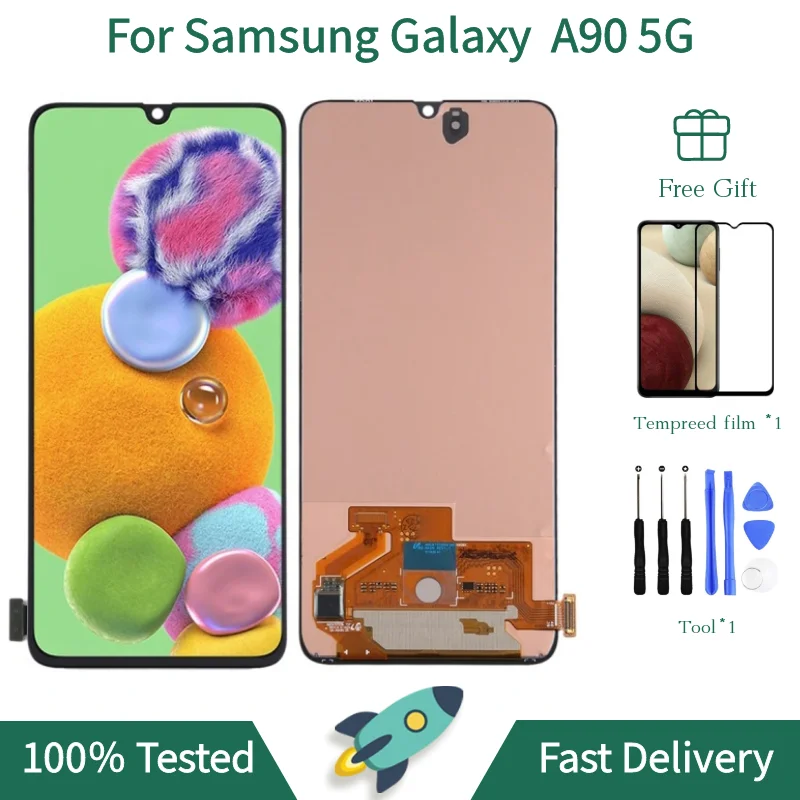 A9080 Screen For Samsung Galaxy A90 5G LCD Display SM-A908B SM-A908N SM-A9080 Touch Screen Digitizer  6.7\