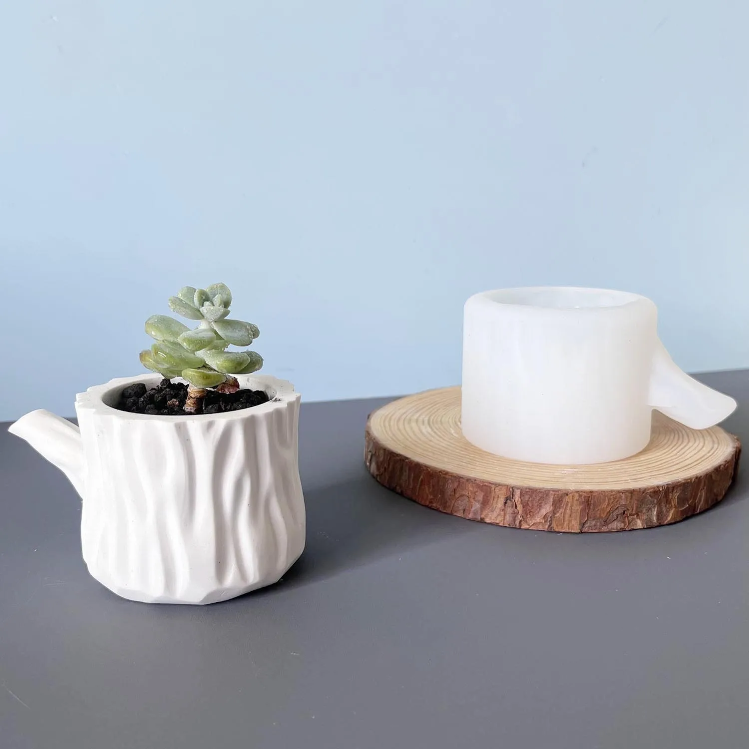 قالب من السيليكون الجص شمعة كوب الروائح كأس مقبض الجص زهرية للديكور المنزل Diy بها بنفسك مشروع زارع #3