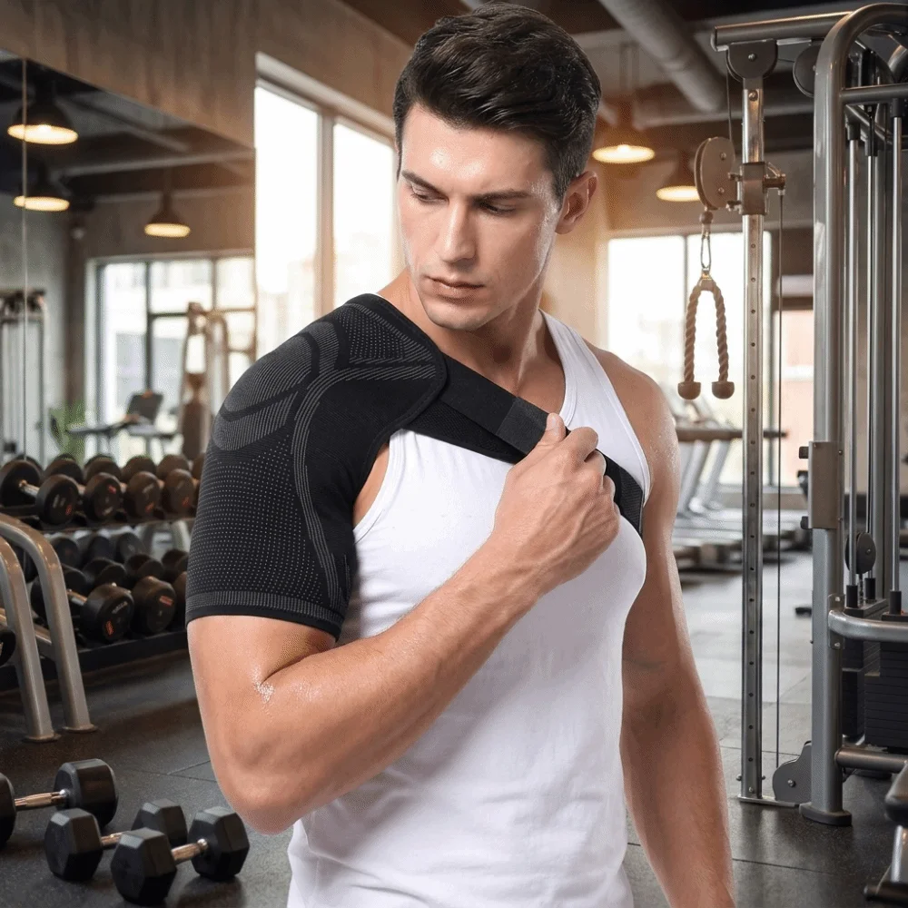 Breathable Shoulder Support Brace Adjustable Sweat-Absorbent Sports Shoulder Protective Fixed Support Compression