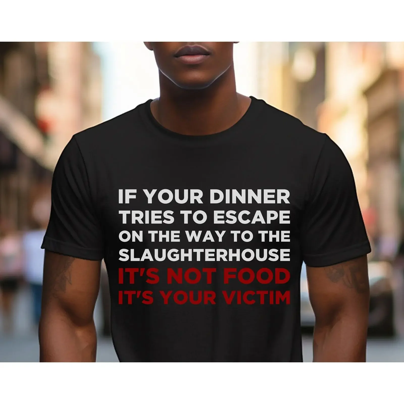 Vegan Animal Activist T Shirt Escape Slaughterhouse Not Food It's Your Victim Liberation For Anti Speciesist vintage Washed