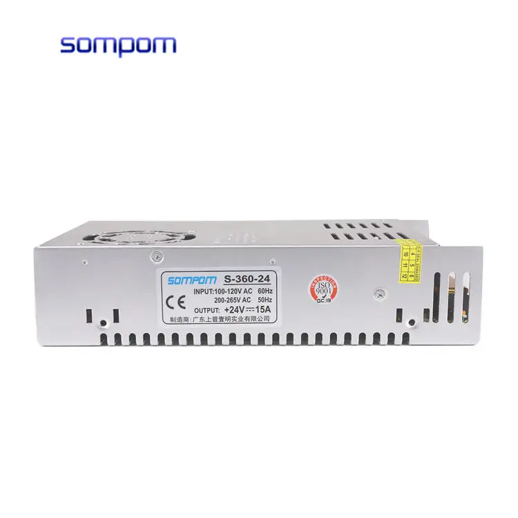 LED Switching Power Supply With Cooling Fan  S-360-24 Output 24V 15A DC 360W Lighting Transformer Power Adapter