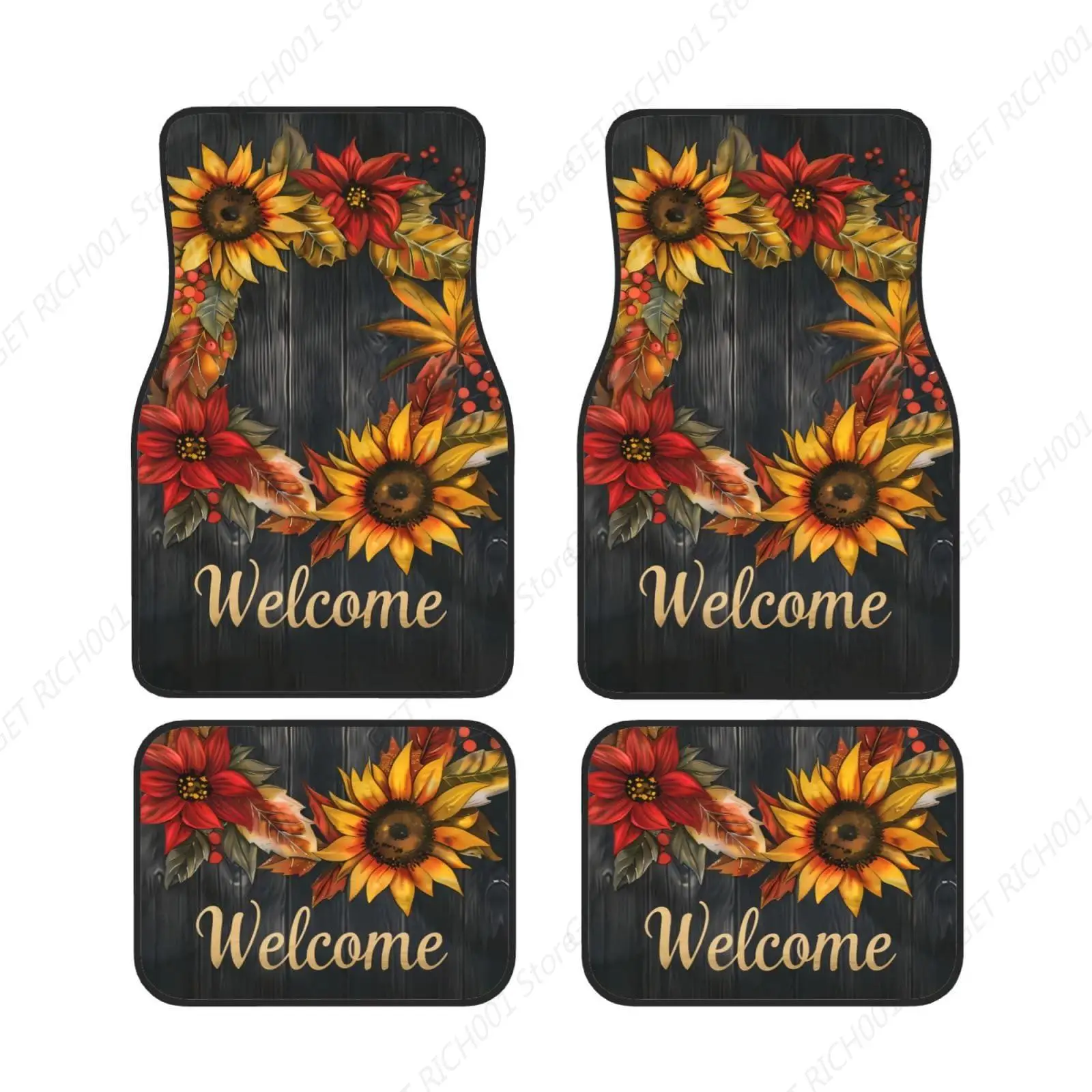 

Guirnalda Bienvenida, Cabina Hojas Arce Y Girasol, Divertida Alfombrilla Para Pies Coche, Juego 4 Piezas, Alfombrillas Para