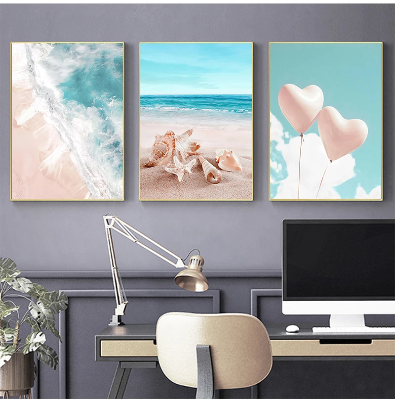 Tropical Sea Beach Starfish Surfboard Flamingo Wall Art Canvas Painting Nordic Posters And Prints Wall Pictures For Living Room