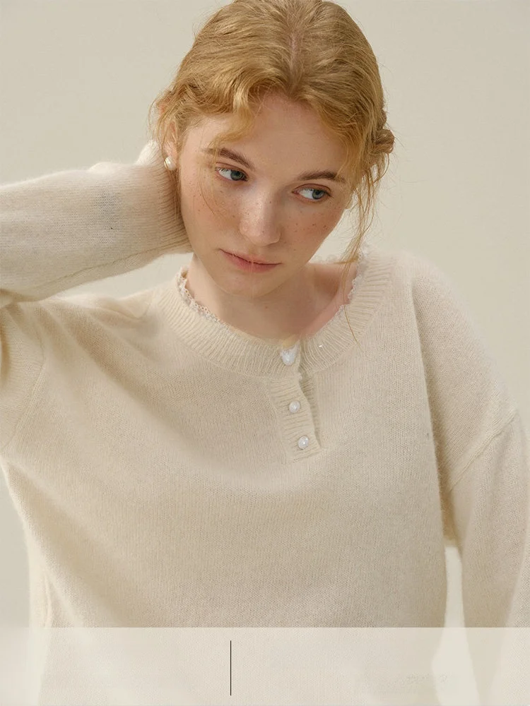 

Трикотажный топ Rina Berry из шерсти с кружевом, свободного кроя, с цветочным узором, повседневный, для работы, удлиненный...