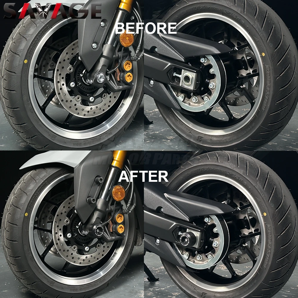 

XP560 Rear Wheel Axle Fork Crash Sliders For Yamaha XP500 XP530 T-MAX 560 /Tech Max 2026 Front Wheel Hub Anti-Collision Block