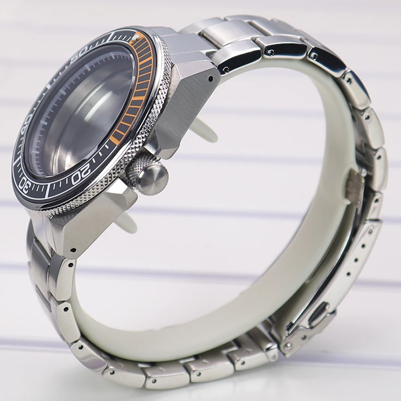 43,8 mm für SKX Samurai Taucheruhrgehäuse, Armbandzubehör, Saphirglas für NH35 NH36 NH38 4R35 4R36, transparente Rückseite – Detail 1