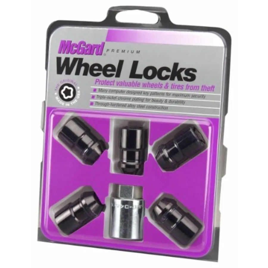 

24548 Black Cone Seat Wheel Locks 1/2"-20 Thread Size - Set of 5