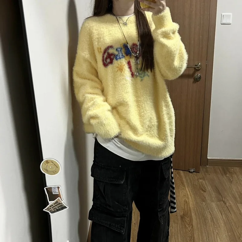 Kawaii Pullovers Women Autumn Students Dopamine Sweater Tender Skin-friendly Lovely All-match Casual Simple Attractive Girlish