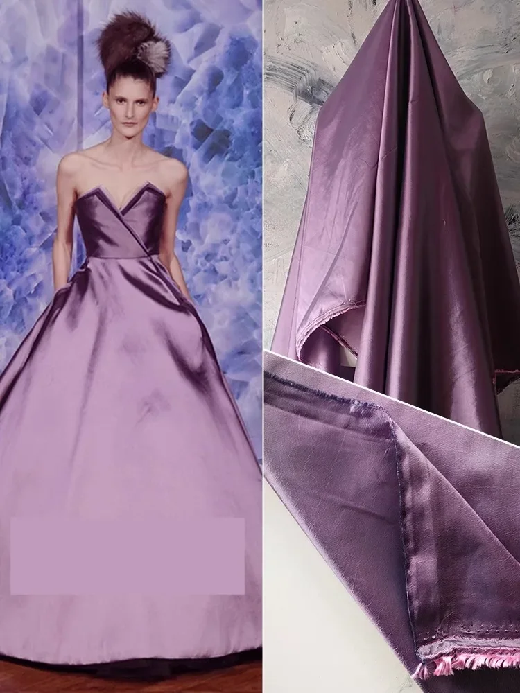 Laser Phantom Satin Sun Reflective Fabric Fashion By The Meter for Dresses Curtains Sewing Thin Upholstery Textile Smooth Purple