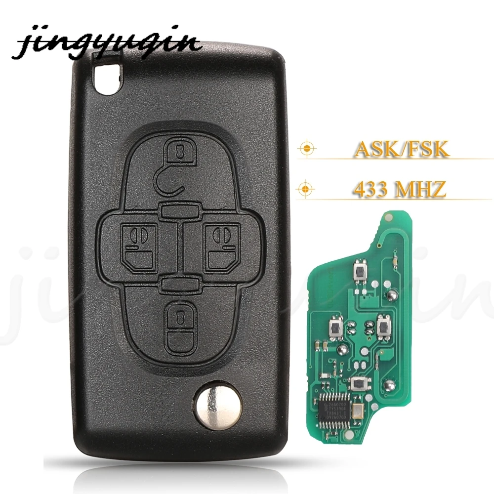 

jingyuqin 10pcs 4 Buttons Remote Flip Car Key Circuit Board Fob 433Mhz For Peugeot 1007 For Citroen C8 VA2/HU82 Blade CE0523