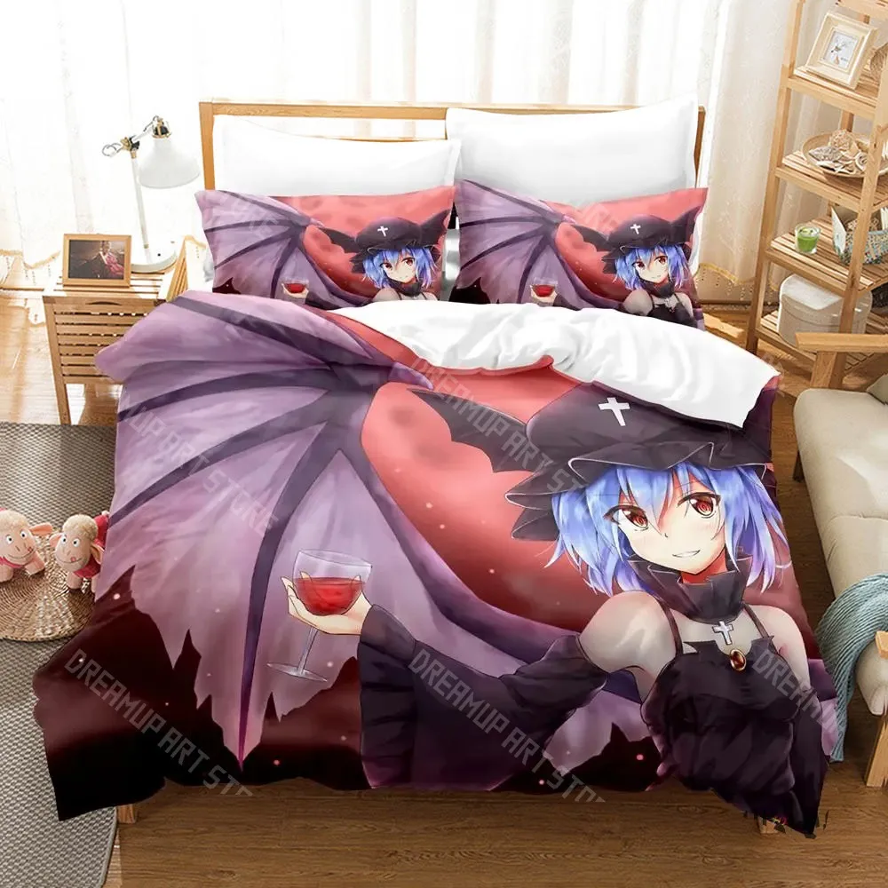 3D Printed Touhou Project Remilia Scarlet Bedding Set for Boys Girls Duvet Cover Twin Queen King Full Single Double Sizes