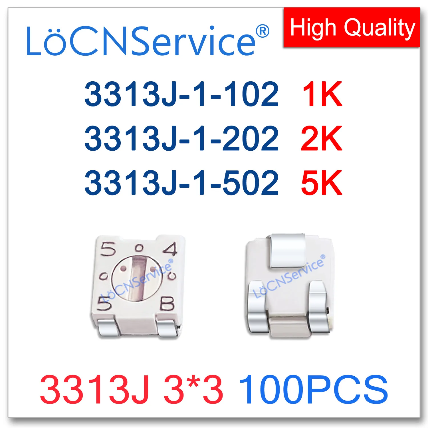 

100PCS 100% Origin BOURNS 3313J 3*3 1K 2K 5K High Quality Trimming Potentiometer 3313J-1-102E 3313J-1-202E 3313J-1-502E