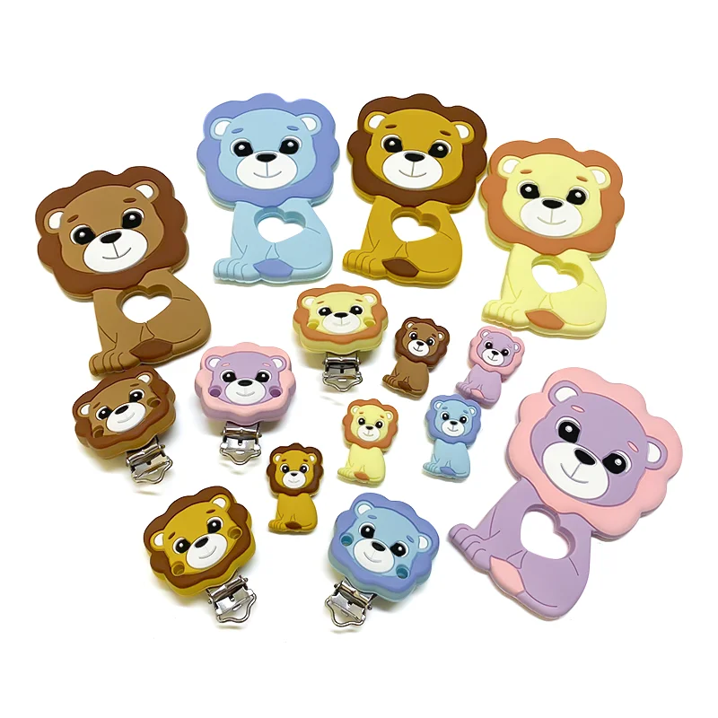 1/3/10 stücke Löwe Baby Silikon Beißring Perlen Spielzeug DIY Schnuller Kette Halsketten Anhänger Biss Kauen Nagetier Für zahnen Kinder Spielzeug – Detail 2