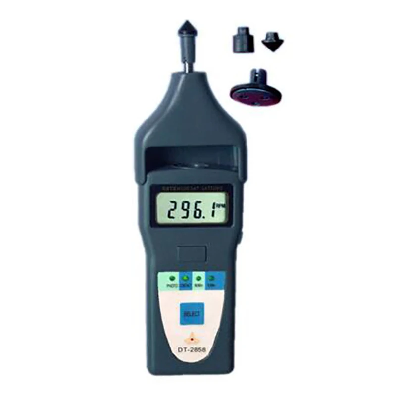 

DT2858 New Digital Tachometer Tester For Measuring Rotative Velocity Surface Speed Frequency Of Motor Chemical