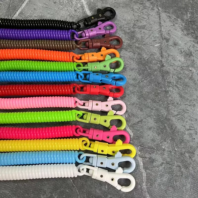 Coil Springs Knife Keychain Stretchy Spiral Spring Coil Retractable Springs Keychains with Metal Clasp Key Chain Holder Lanyard