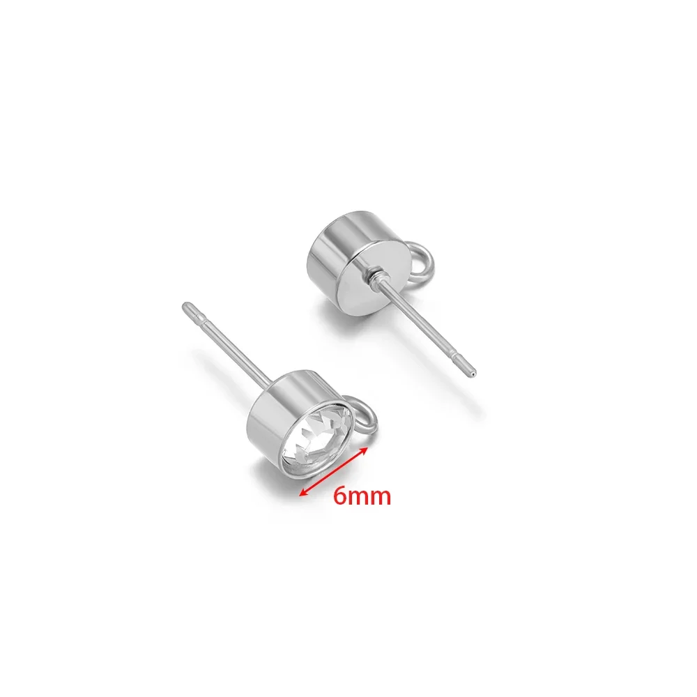 20 Stück Edelstahl Gold Farbe Zirkon Ohrstecker Post mit Haken für DIY Ohrringherstellung Schmuckzubehör Großhandel 3/4/5/6 mm