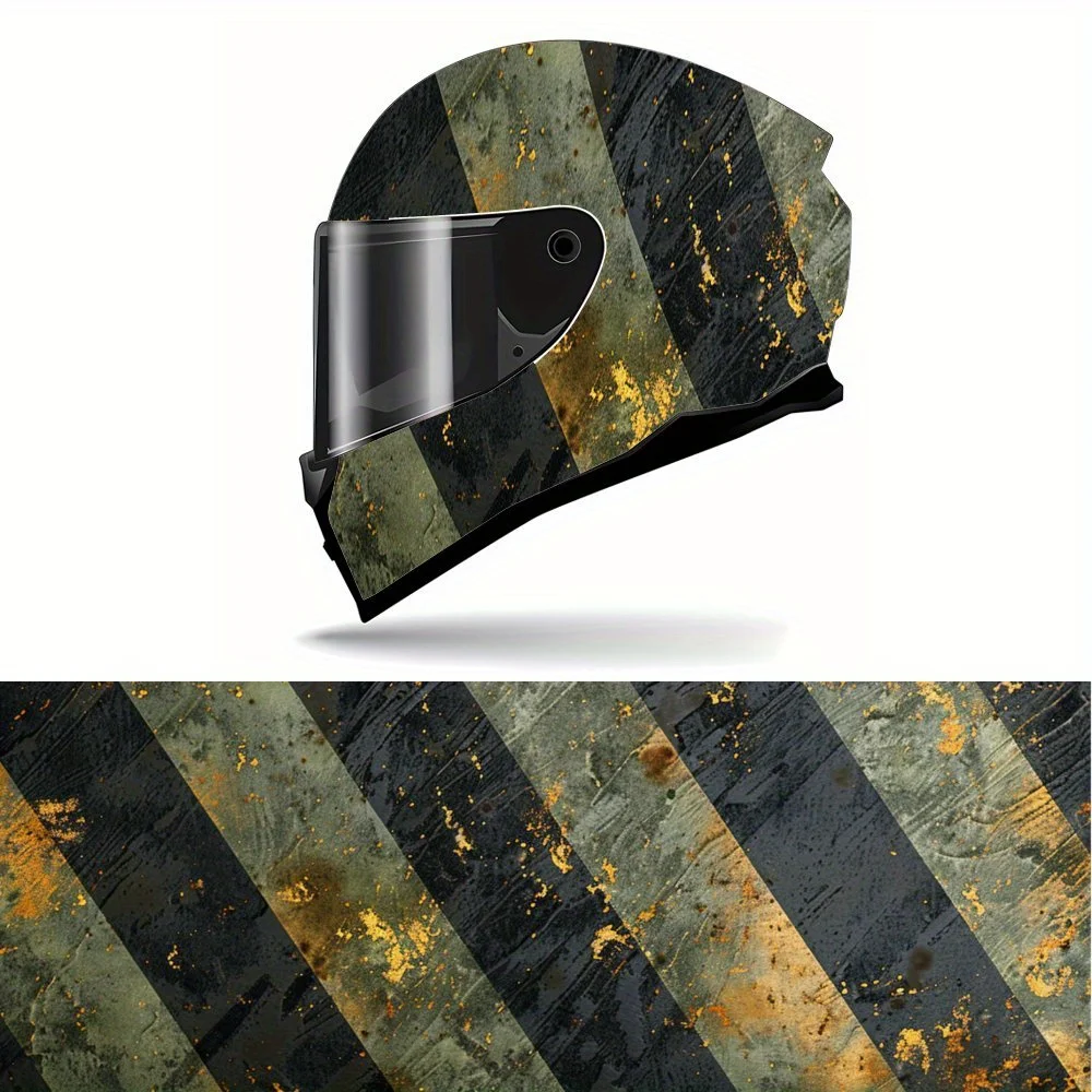 

Striped Green and Yellow Helmet Vinyl Wrap, Waterproof Removable Decals for Motorcycle Bike Helmets, Anti-Scratch Universal Fit,