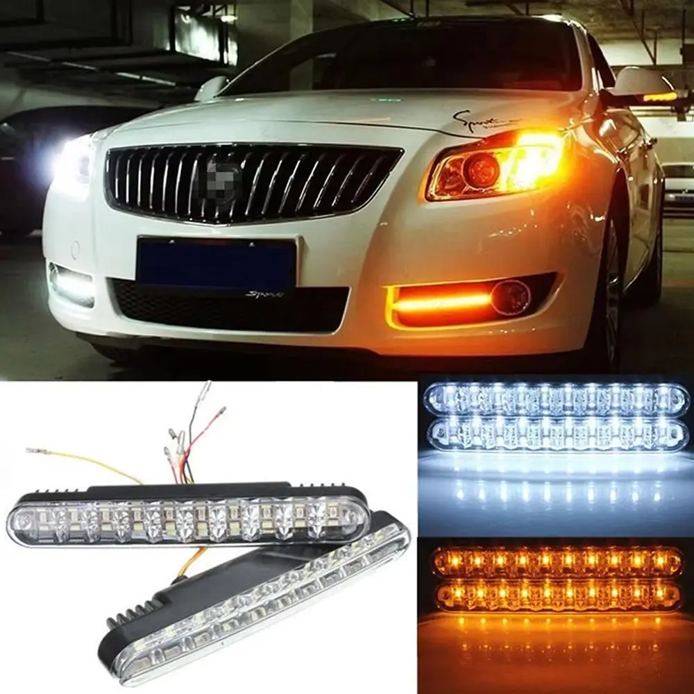

High Lumens 12V LED Daytime Running Light 30 LED Flexible Amber Turn Signal Waterproof Super Bright Fog Lamp Daytime Driving
