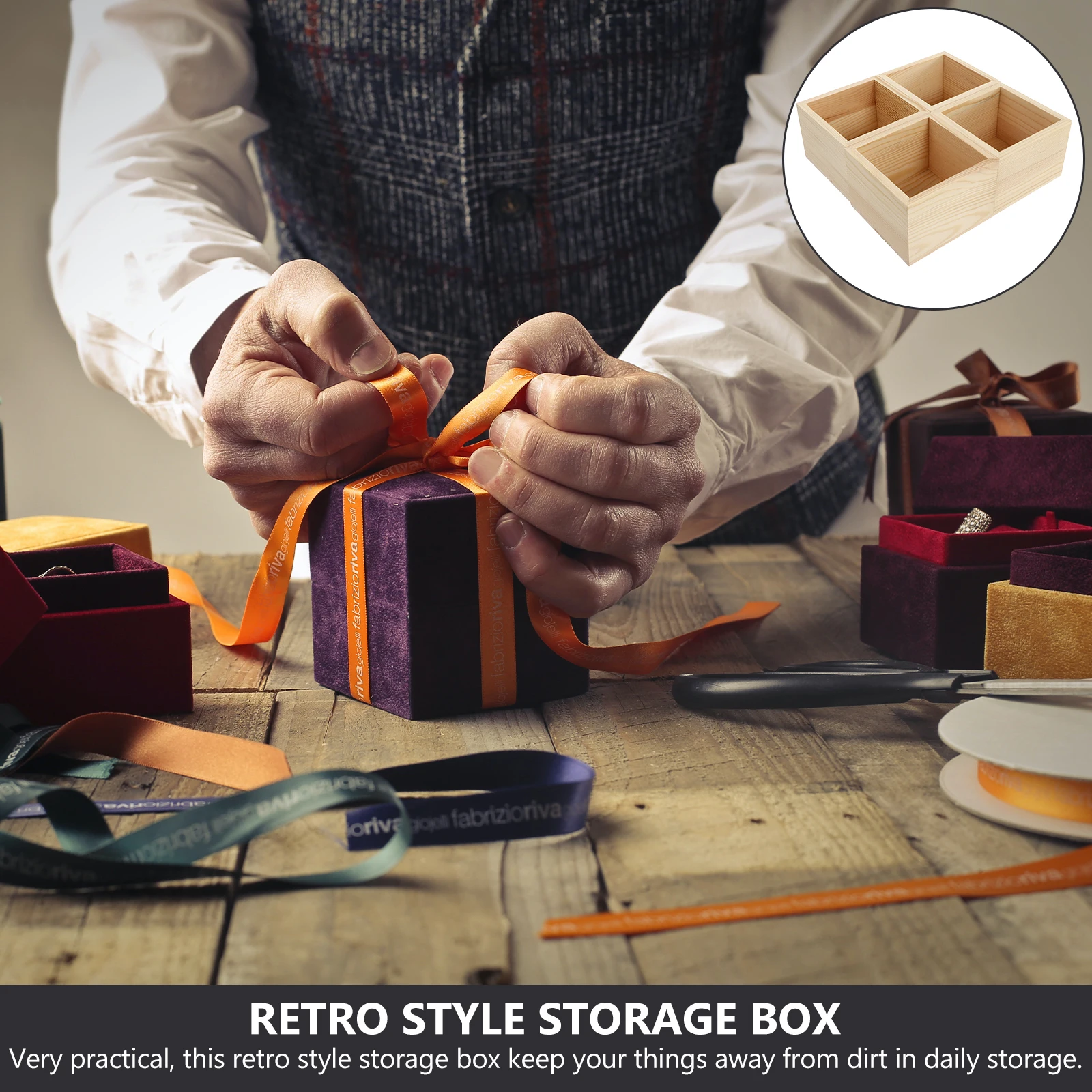 

4 Pcs Solid Wood Small Wooden Box Present Boxes Storage for Organizing Container